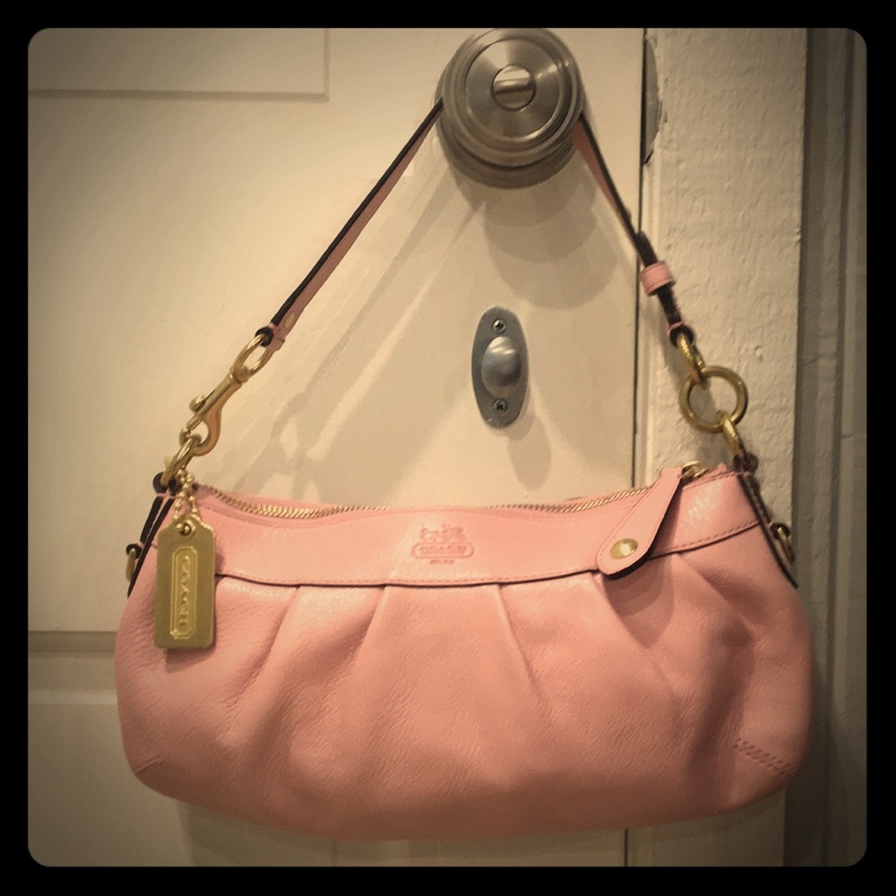 Coach pink pebbled leather shoulder bag